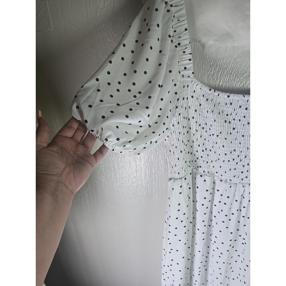 CY Fashion Sun Dress Polka Dot SS Tiered Dress Womens XXXL 3X Smocked Bodice - Picture 8 of 10